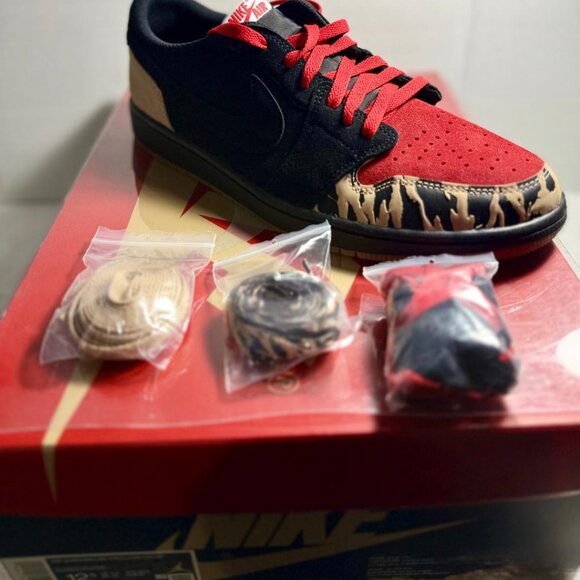 Air Jordan 1 Sz 12.5 Black/Tan/Red Rare Retro Nike Solefly - DN3400 001 Exc Cond - Picture 5 of 13